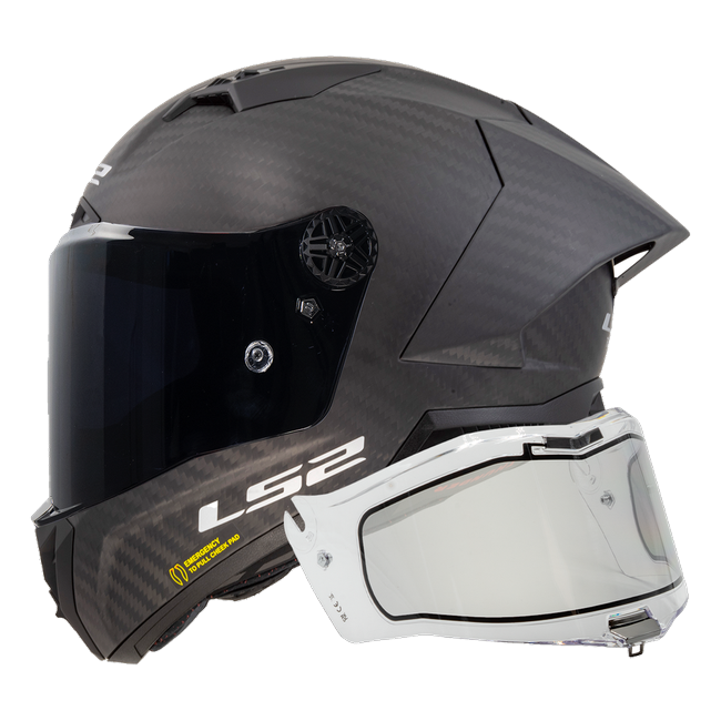 LS2 FF805 Thunder GP Aero Integralhelm in Matt Carbon + IRID Dynamic Clear — Seitenansicht