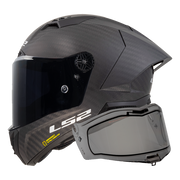 LS2 FF805 Thunder GP Aero Integralhelm in Matt Carbon + IRID Dynamic Dark — Seitenansicht