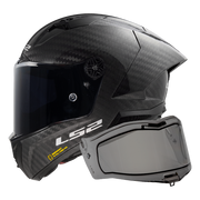 LS2 FF805 Thunder GP Aero Integralhelm in Gloss Carbon + IRID Dynamic Dark — Seitenansicht