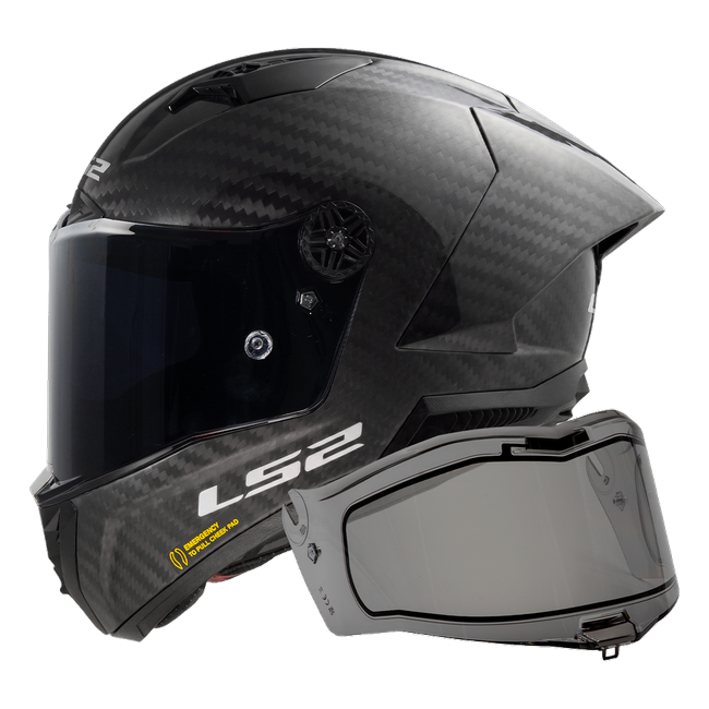 LS2 FF805 Thunder GP Aero Integralhelm in Gloss Carbon + IRID Dynamic Dark — Seitenansicht