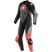 Dainese Audax D-ZIP traje de cuero de una pieza – Mono de carrera perforado | Hombres | Negro/Rojo 