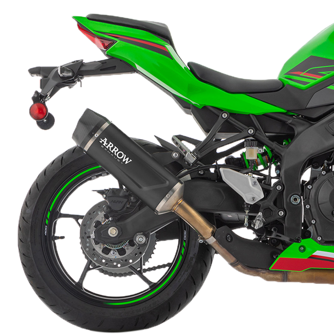 Escape Arrow Slip-On Indy Race de aluminio oscuro para Kawasaki ZX-4RR (23-25) 71963AKN 