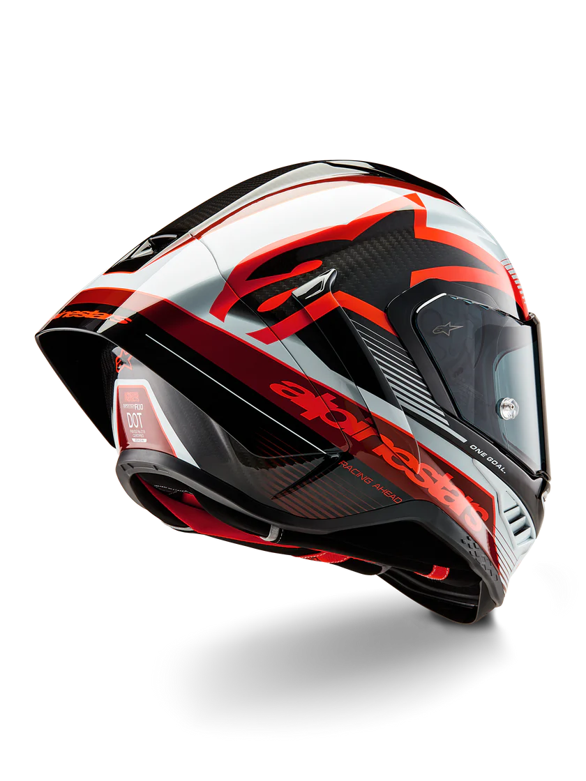 Casco Alpinestars Supertech R10 Team Carbon Carb Rojo Blanco Brillante 8200224-1352 
