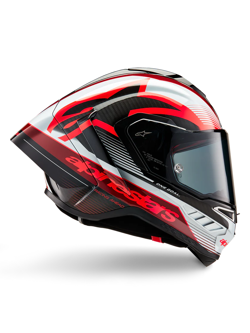 Casco Alpinestars Supertech R10 Team Carbon Carb Rojo Blanco Brillante 8200224-1352 