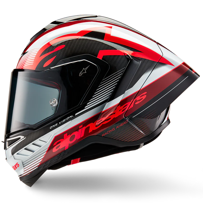 Casco Alpinestars Supertech R10 Team Carbon Carb Rojo Blanco Brillante 8200224-1352 
