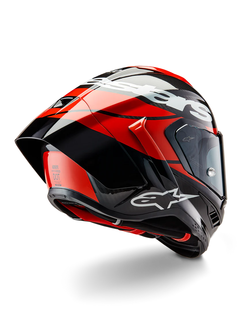Casco Alpinestars Supertech R10 Element Carbono Carb Rojo Brillante Blanco 8200324-1363 