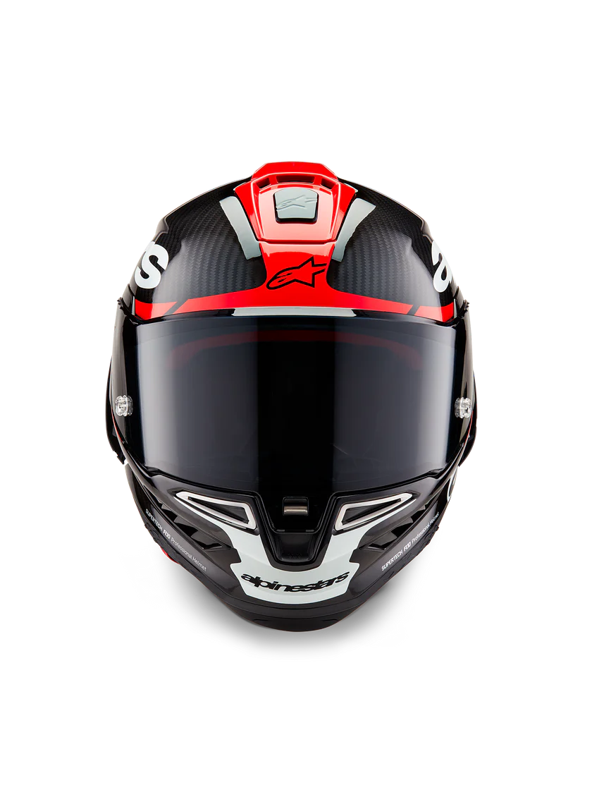 Casco Alpinestars Supertech R10 Element Carbono Carb Rojo Brillante Blanco 8200324-1363 