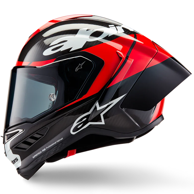 Casco Alpinestars Supertech R10 Element Carbono Carb Rojo Brillante Blanco 8200324-1363 