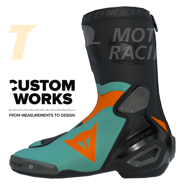 Dainese Axial 2 Air botas de carreras y moto de calle | Hombre | Naranja Fluo / Azul Mar de Cerdeña | Custom Works 