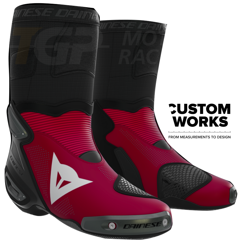 Botas de moto de carreras y calle Dainese Axial 2 Air Racing y Nicolò Bulega Replica 2026 | Hombre | Dainese rojo / blanco | Custom Works 