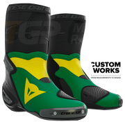 Botas de moto de carreras y calle Dainese Axial 2 | Hombre | Verde bosque / Amarillo | Custom Works 