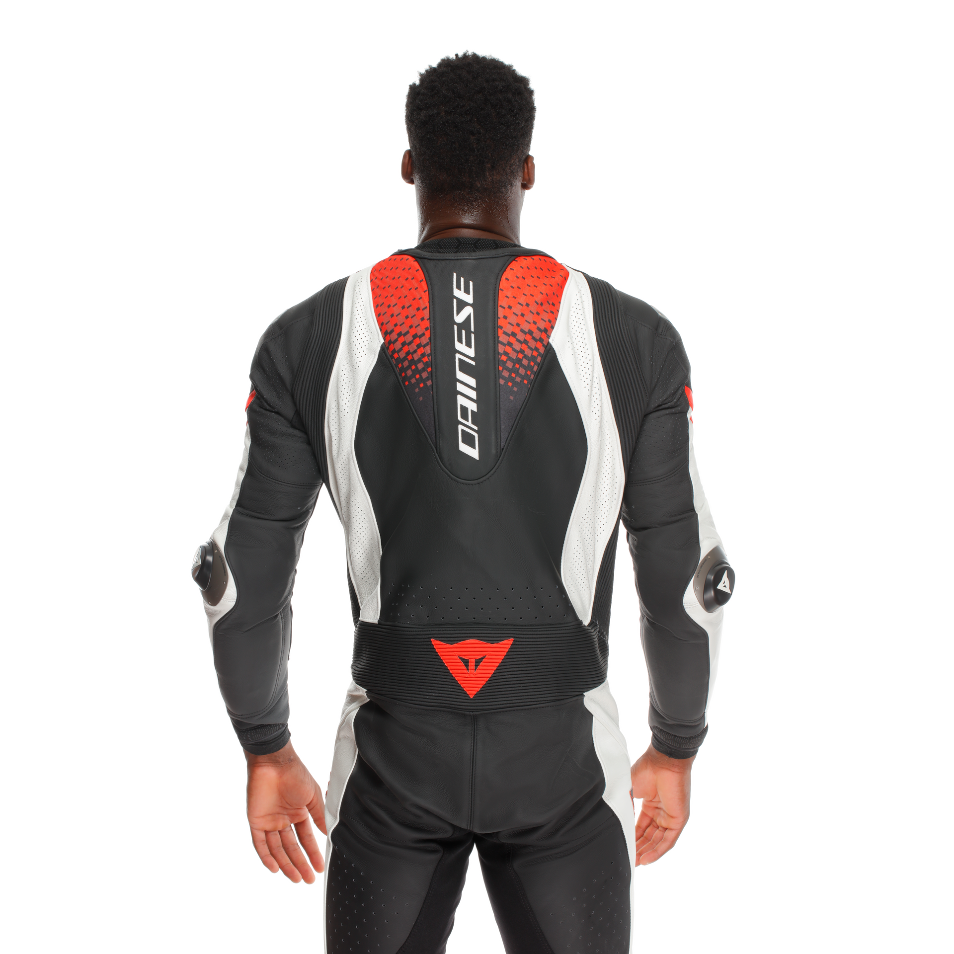 Dainese Laguna Seca 6 Mono de cuero perforado – Traje de carrera | Hombre | Blanco/Rojo 