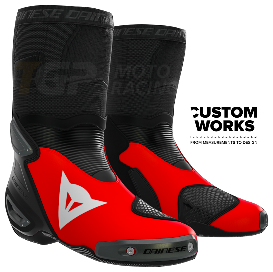 Botas de moto Dainese Axial 2 Racing y de calle Marco Bezzecchi Replica 2026 | Hombres | Rojo Flúor / Negro | Custom Works 