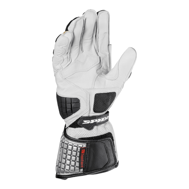 Guantes de cuero para moto Spidi Carbo Kangaroo Racing | Hombre | Negro-Blanco | A216011 