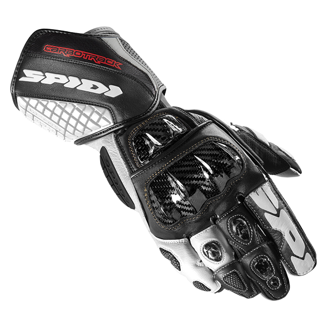 Guantes de cuero de moto Spidi Carbo Track Evo Racing | Hombre | Negro/Blanco | A203011 
