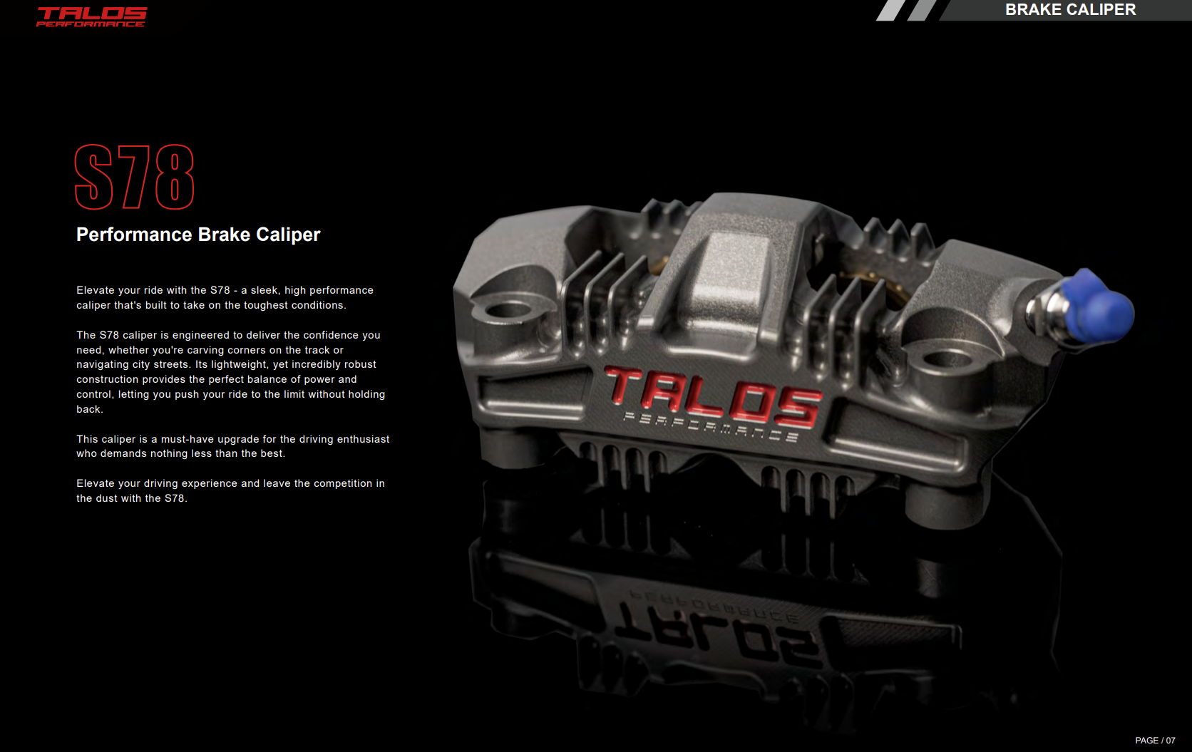 Talos S78 Monoblock P4 34/34 100mm pinza de freno delantera derecha | X78.100.HD.R 