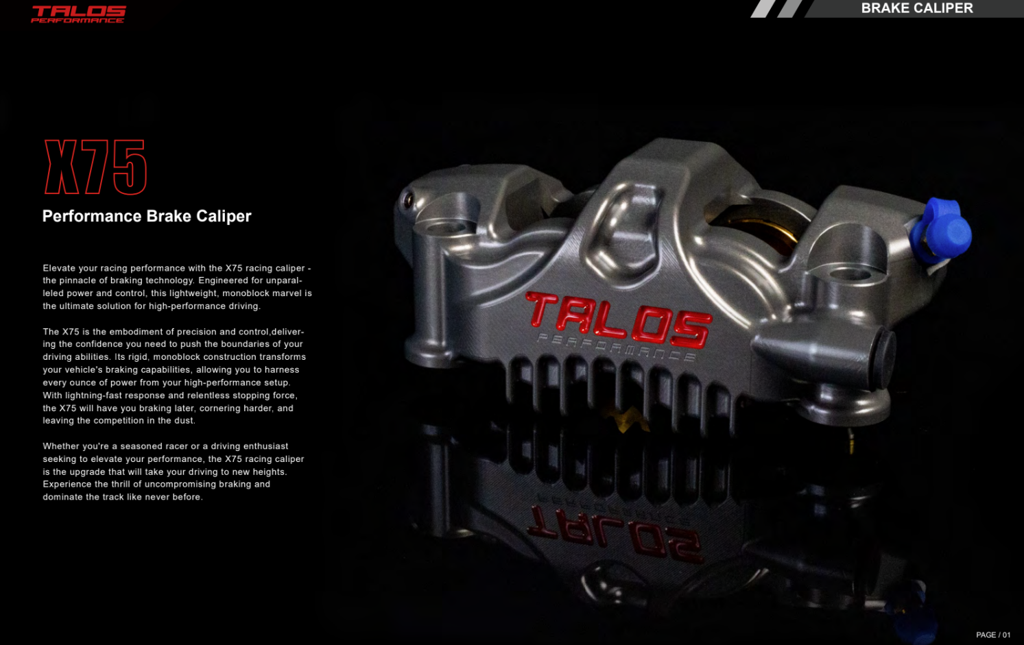 Talos X75 SBK Racing Monoblock P4 32/36 108mm pinza de freno delantera derecha | X75.108.HD.R 