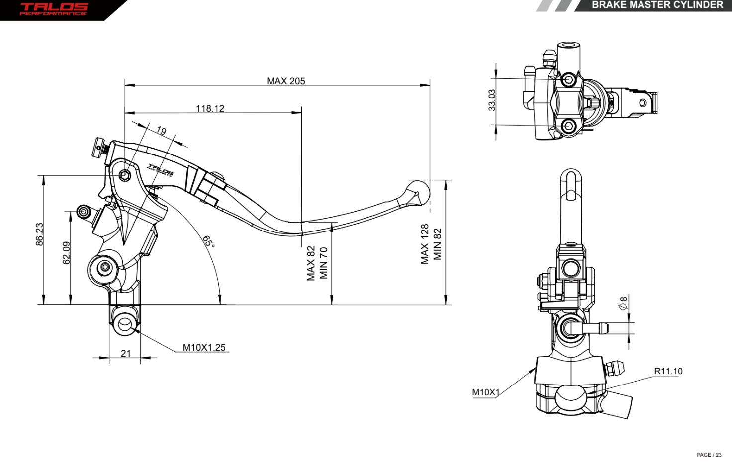 Talos CNC ST Radial Racing Bomba de freno 14mm| ST.14 