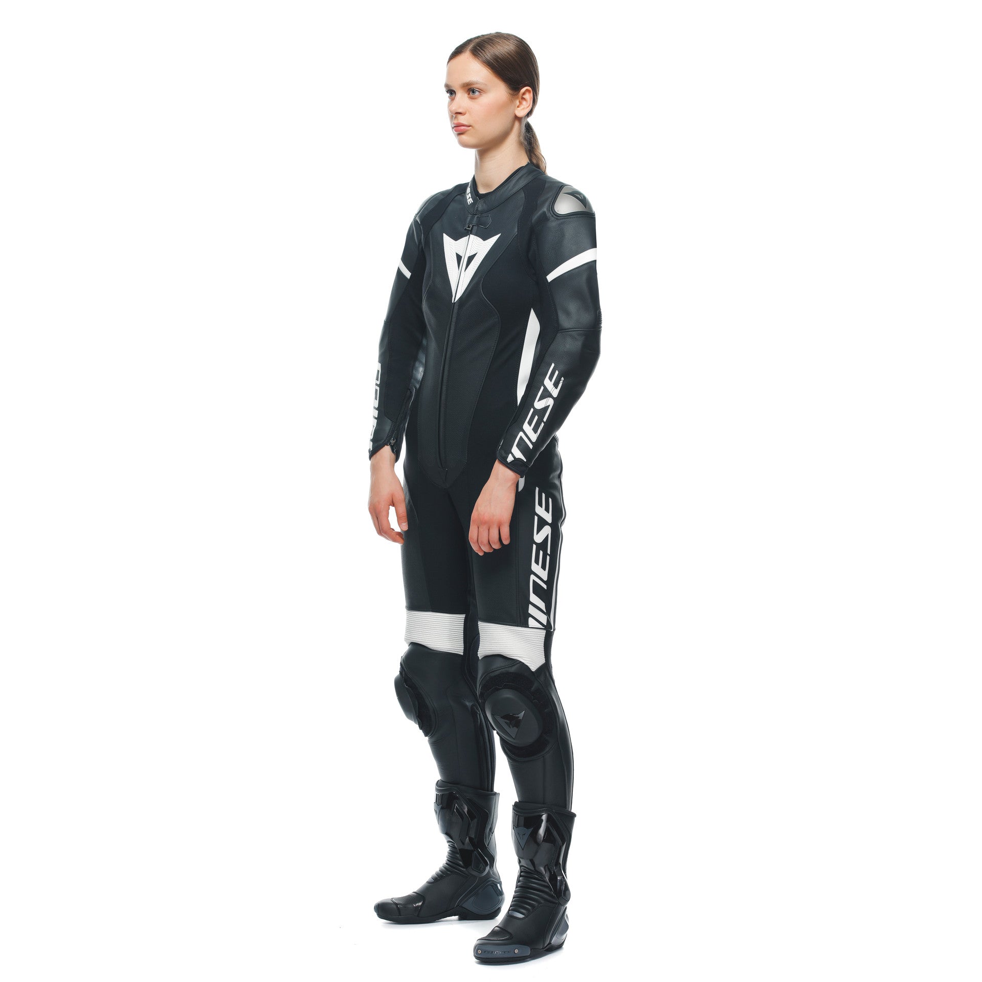 Dainese Grobnik Lady Mono de cuero – Traje de carreras perforado | Mujeres | Negro/Blanco 