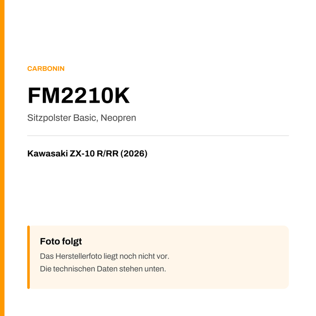 Basic Sitzbank Carbonin Kawasaki ZX-10 R/RR (2026) FM2210K — Platzhalter, Herstellerfoto folgt