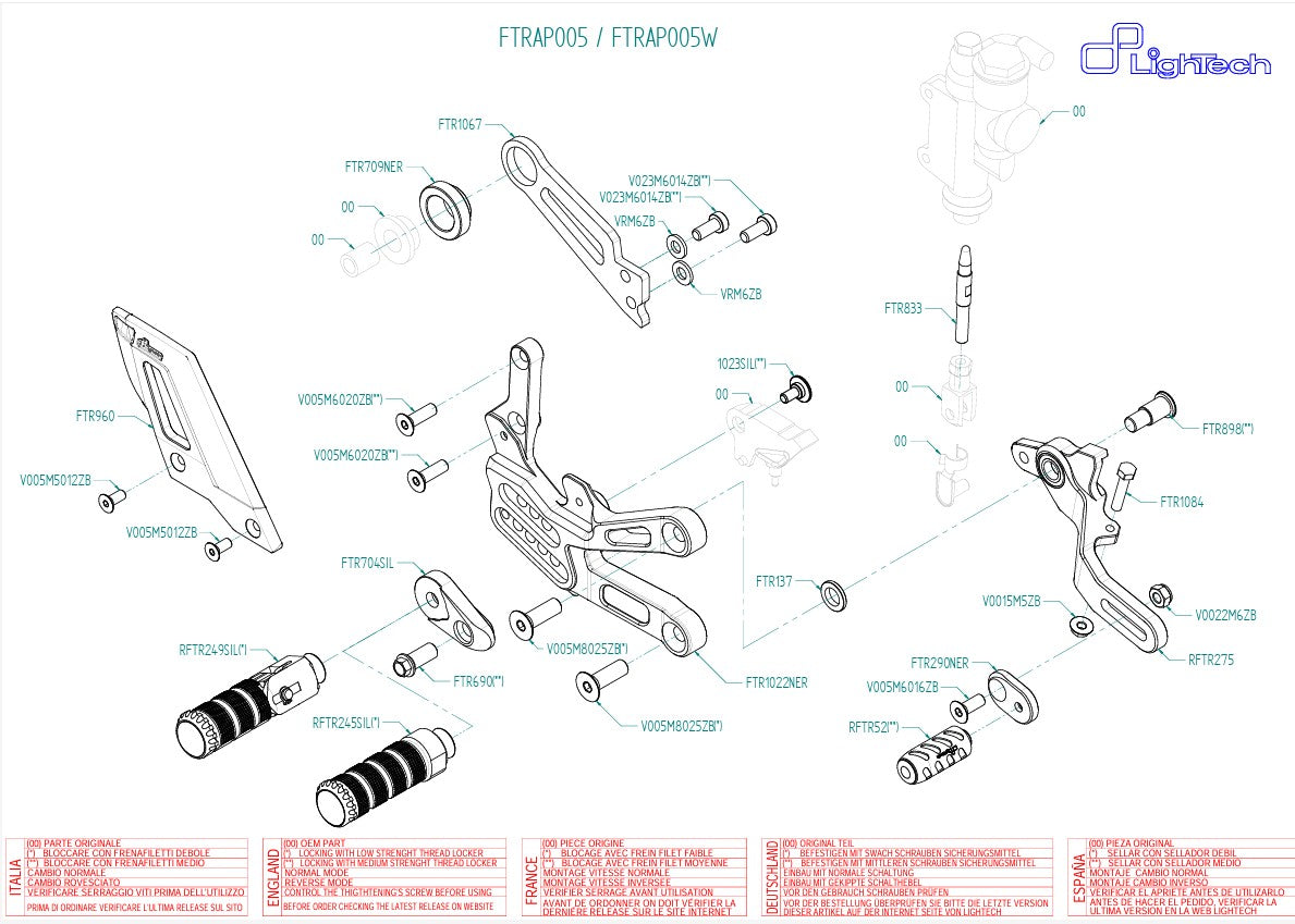 Sistema de frenos LighTech Aprilia RSV4/RF/RR/1100 Factory (17-25) FTRAP005/W 
