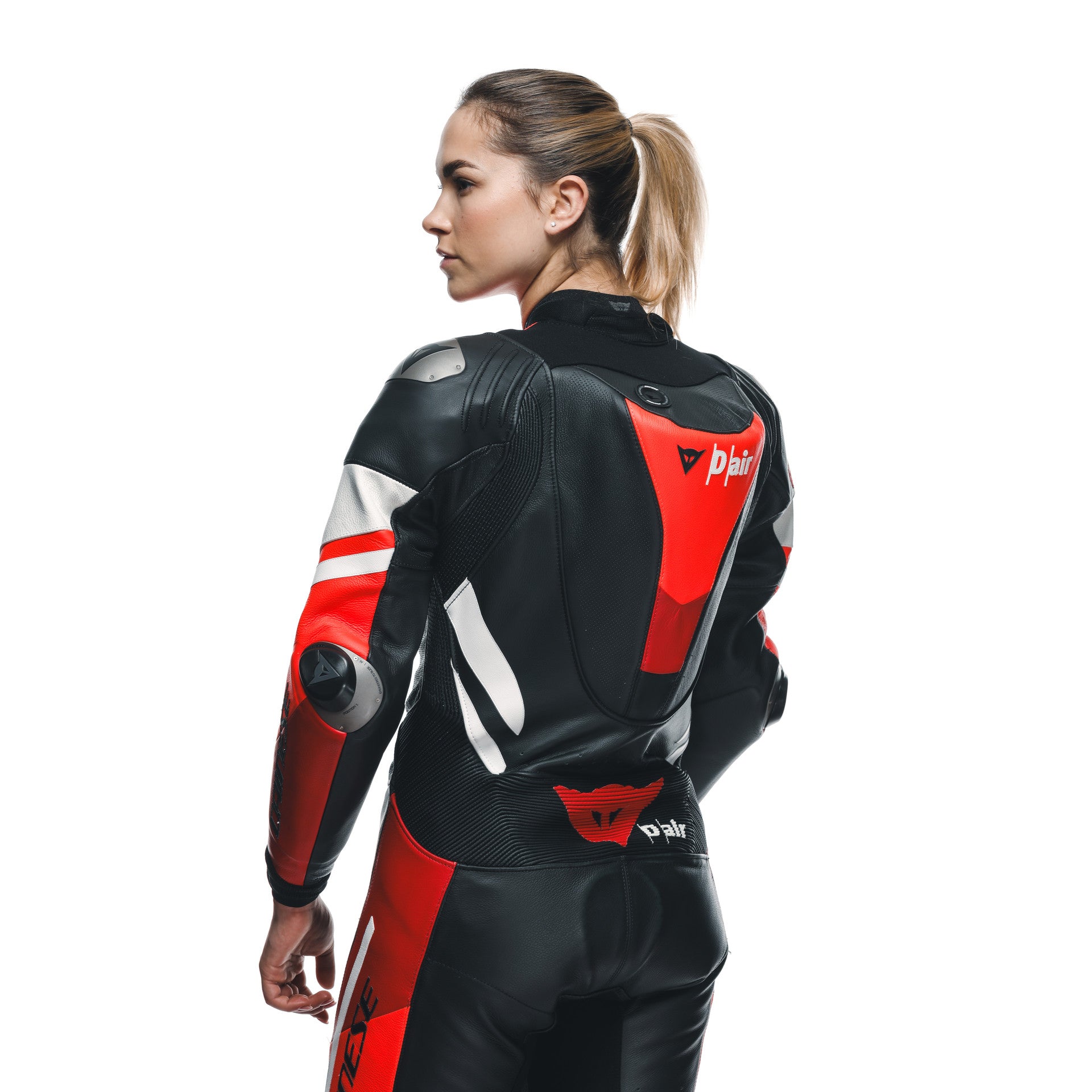 Dainese Misano 3 Lady D-AIR® Mono de cuero – Traje de carrera con airbag perforado | Mujeres | Rojo 