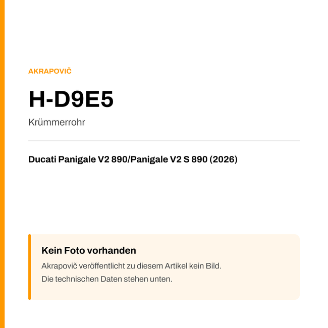 Akrapovic Krümmerrohr Ducati Panigale V2 890 / Panigale V2 S 890 (26-26) H-D9E5 — Platzhalter, kein Herstellerfoto verfügbar