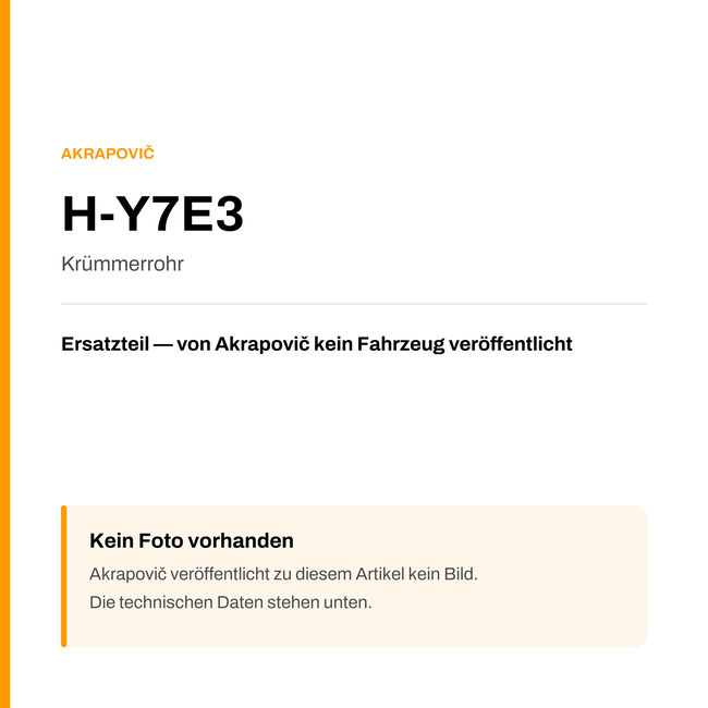 Akrapovic Krümmerrohr H-Y7E3 — Platzhalter, kein Herstellerfoto verfügbar