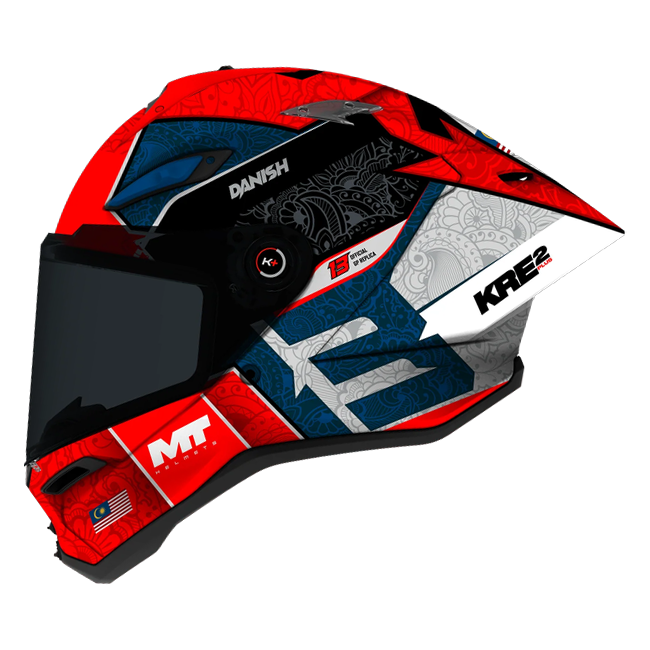 MT-Helmets KRE 2 PLUS Hakim Danish Replica 2026 B5 Integralhelm, glänzend — Seitenansicht
