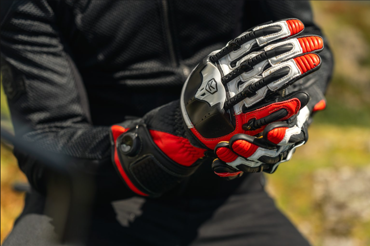 Knox Handroid MK5 guantes de cuero de competición | Hombre | Rojo | 11769404105 