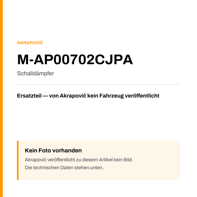 Akrapovic Schalldämpfer M-AP00702CJPA — Platzhalter, kein Herstellerfoto verfügbar
