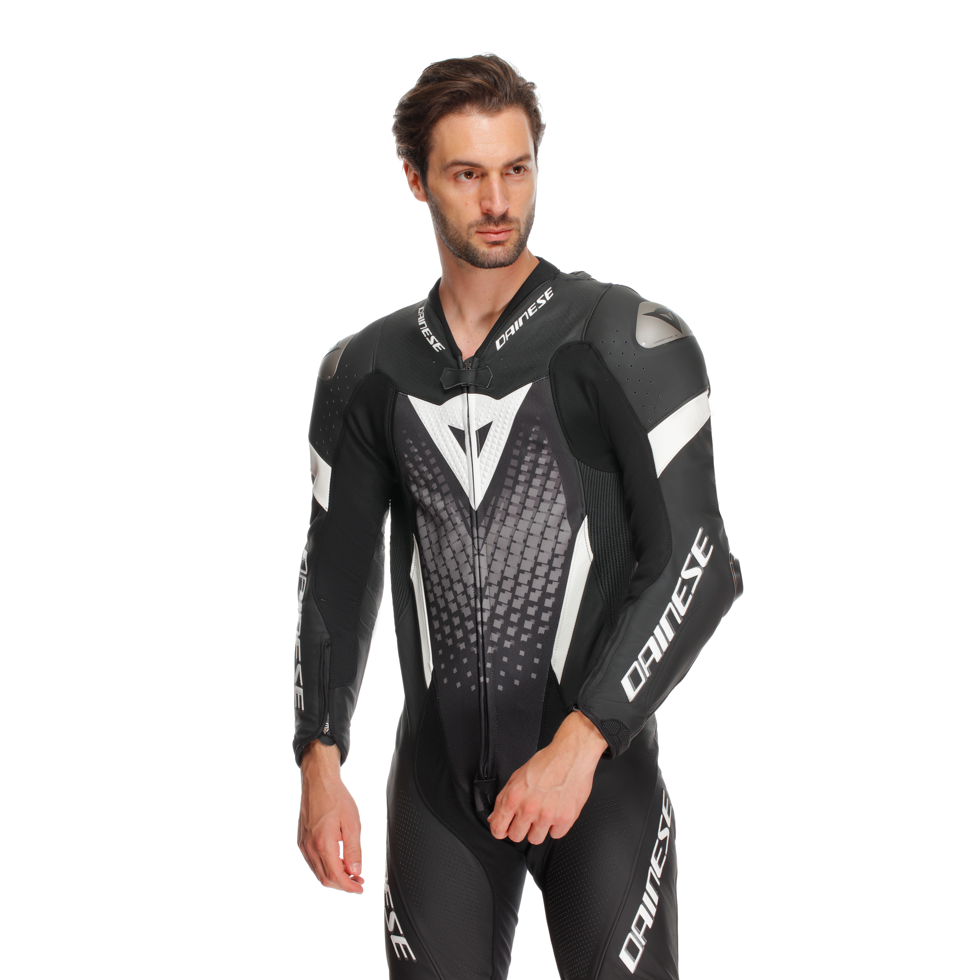 Dainese Laguna Seca 6 Mono de cuero – Traje de competición perforado | Hombre | Negro/Blanco 