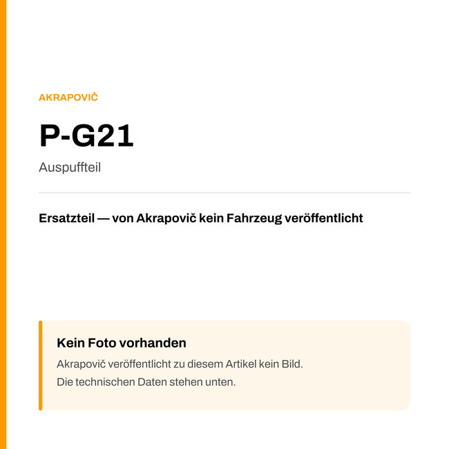 Akrapovic Auspuffteil P-G21 — Platzhalter, kein Herstellerfoto verfügbar
