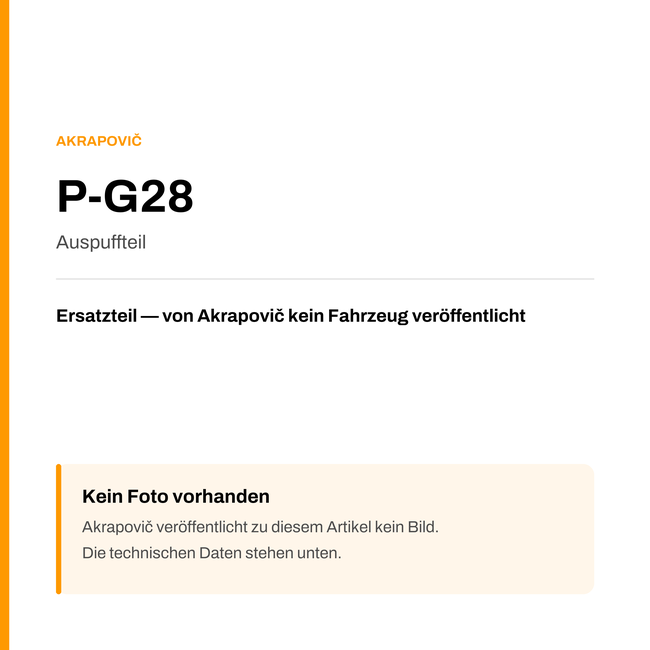 Akrapovic Auspuffteil P-G28 — Platzhalter, kein Herstellerfoto verfügbar