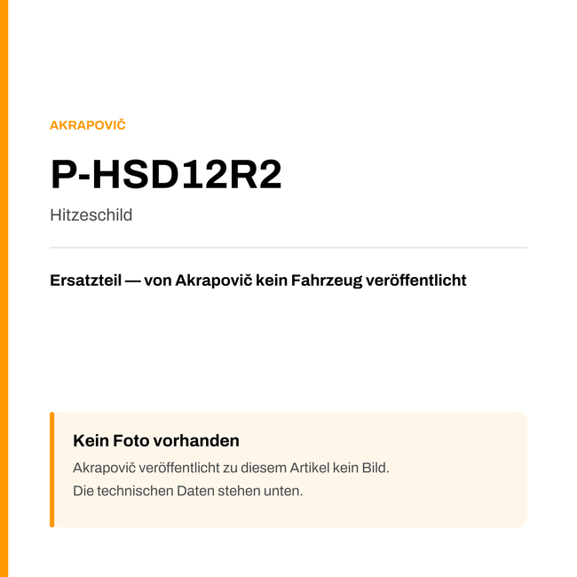 Akrapovic Hitzeschild P-HSD12R2 — Platzhalter, kein Herstellerfoto verfügbar
