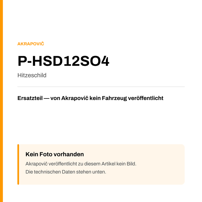 Akrapovic Hitzeschild P-HSD12SO4 — Platzhalter, kein Herstellerfoto verfügbar