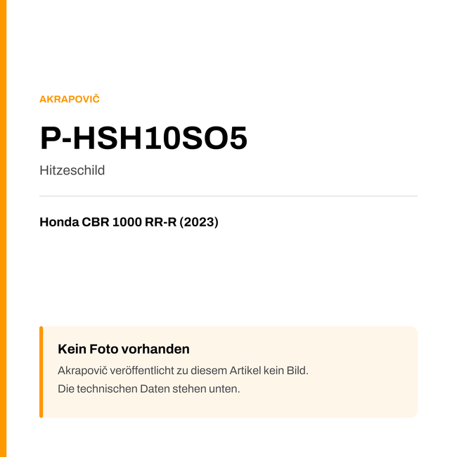 Akrapovic Hitzeschild Honda CBR 1000 RR-R (23-23) P-HSH10SO5 — Platzhalter, kein Herstellerfoto verfügbar