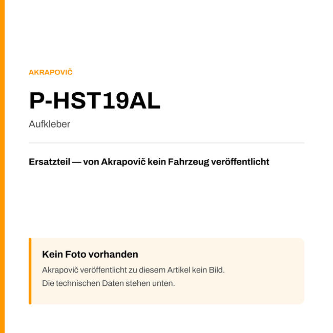 Akrapovic Aufkleber P-HST19AL — Platzhalter, kein Herstellerfoto verfügbar