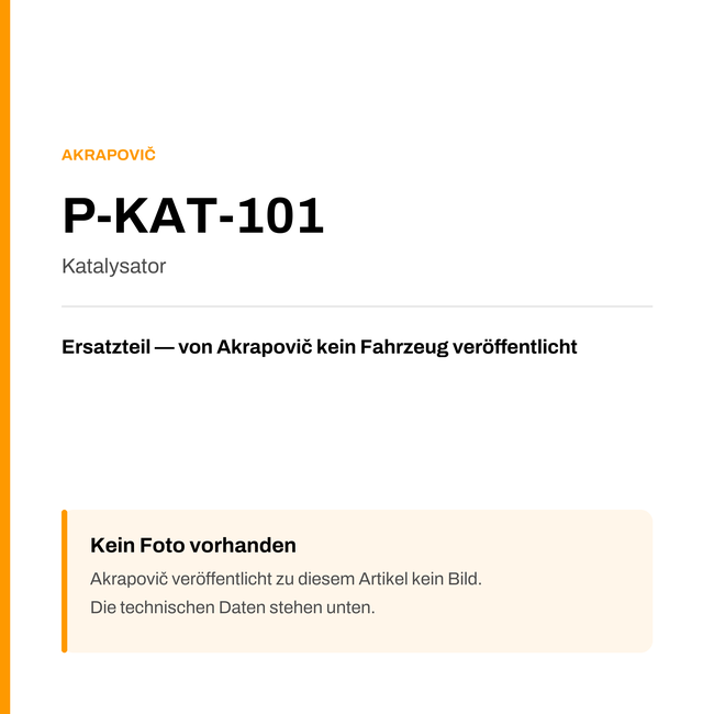 Akrapovic Katalysator P-KAT-101 — Platzhalter, kein Herstellerfoto verfügbar