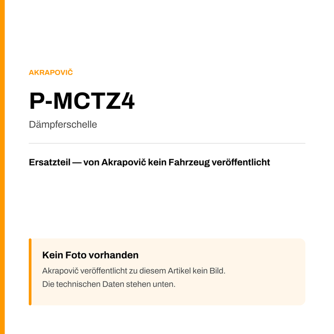 Akrapovic Dämpferschelle P-MCTZ4 — Platzhalter, kein Herstellerfoto verfügbar