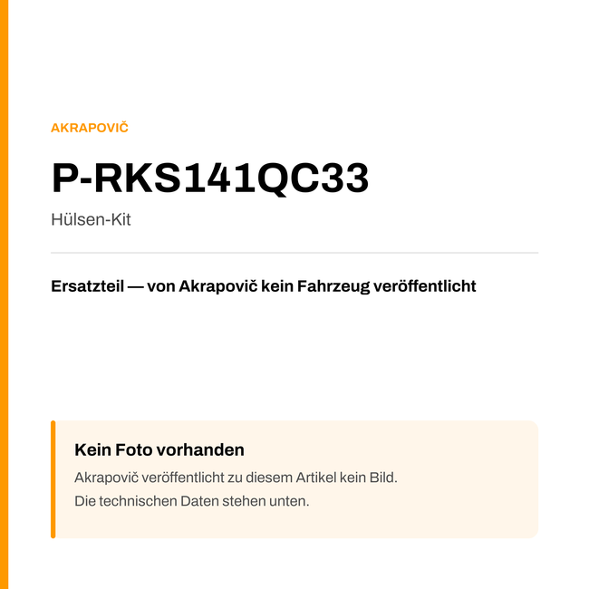 Akrapovic Hülsen-Kit P-RKS141QC33 — Platzhalter, kein Herstellerfoto verfügbar