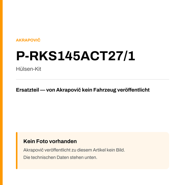 Akrapovic Hülsen-Kit P-RKS145ACT27/1 — Platzhalter, kein Herstellerfoto verfügbar