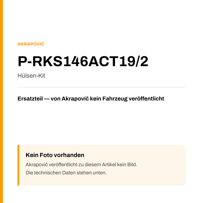 Akrapovic Hülsen-Kit P-RKS146ACT19/2 — Platzhalter, kein Herstellerfoto verfügbar