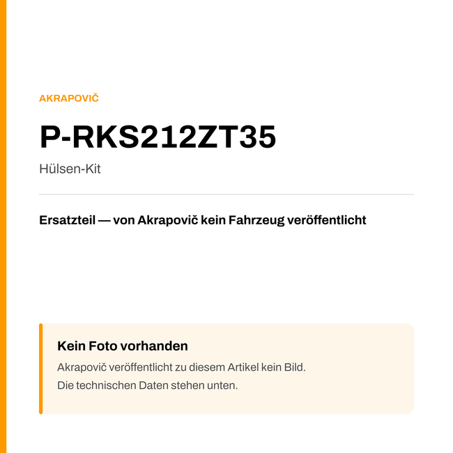 Akrapovic Hülsen-Kit P-RKS212ZT35 — Platzhalter, kein Herstellerfoto verfügbar