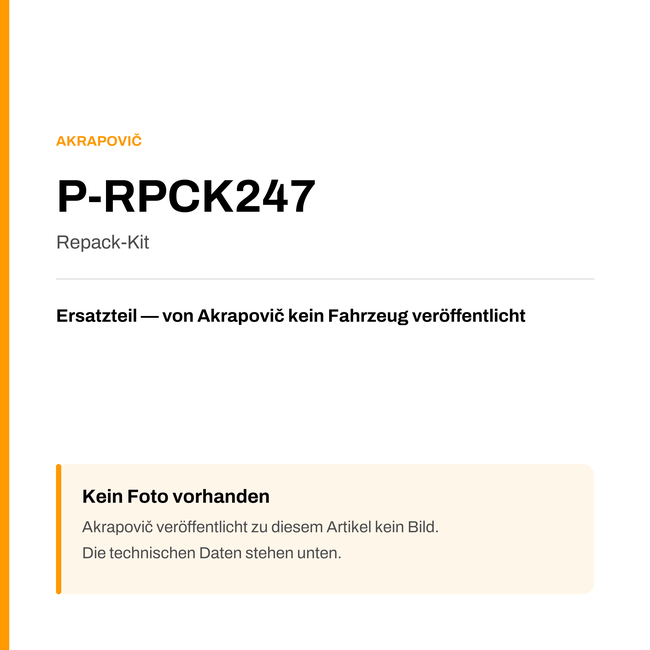 Akrapovic Repack-Kit P-RPCK247 — Platzhalter, kein Herstellerfoto verfügbar