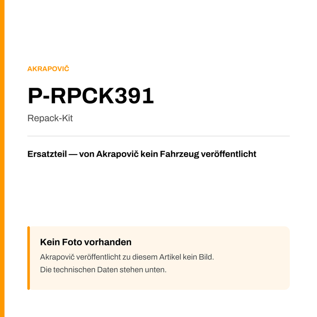 Akrapovic Repack-Kit P-RPCK391 — Platzhalter, kein Herstellerfoto verfügbar