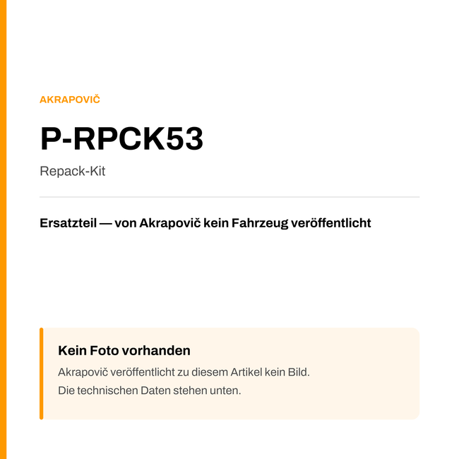 Akrapovic Repack-Kit P-RPCK53 — Platzhalter, kein Herstellerfoto verfügbar