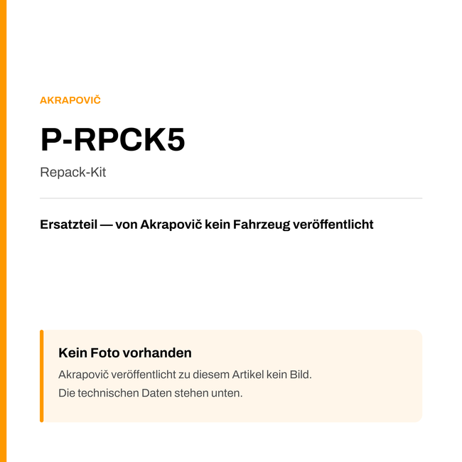 Akrapovic Repack-Kit P-RPCK5 — Platzhalter, kein Herstellerfoto verfügbar