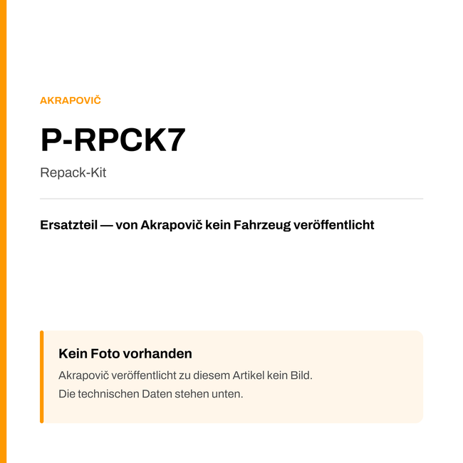 Akrapovic Repack-Kit P-RPCK7 — Platzhalter, kein Herstellerfoto verfügbar
