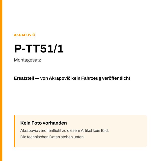 Akrapovic Montagesatz P-TT51/1 — Platzhalter, kein Herstellerfoto verfügbar